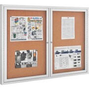 GLOBAL EQUIPMENT Enclosed Cork Bulletin Board - 48"W x 36"H - 2 Door 695482